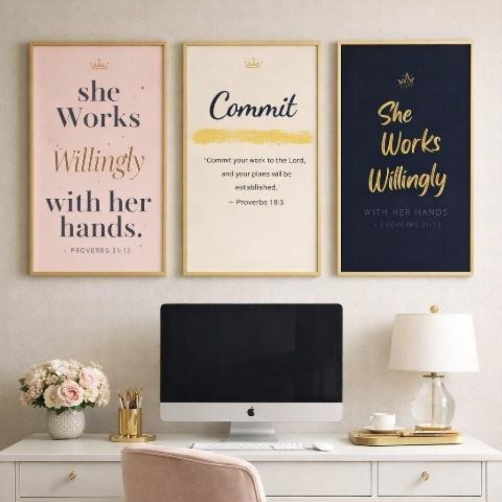 Work Unto The Lord - Christian Wall Art Set of 3