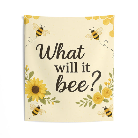 What Will It Bee? Indoor Wall Tapestry – Sunflower & Bee Nursery Decor