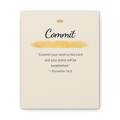 Bible Verse Canvas — "Commit Your Work Onto The Lord" Inspirational Wall Art