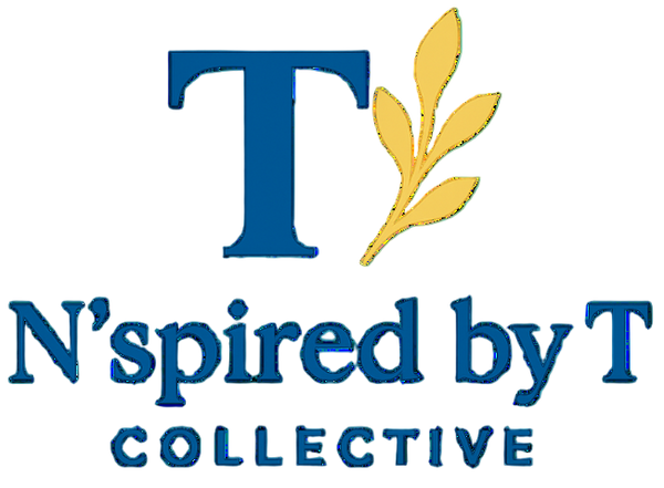 Logo of N'spired by T Collective with a blue 'T' and yellow leaf on a white background